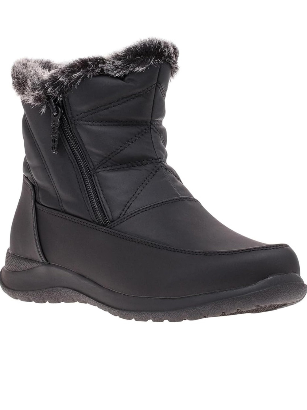 Totes Women's Black Faux-Fur Winter Zip Ankle Boot, 9 Wide, NIB